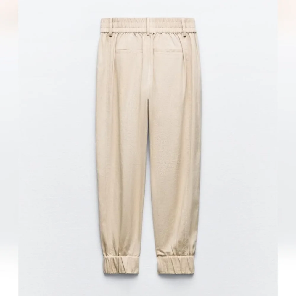 LINEN BLEND JOGGING PANTS SAND SIZE S